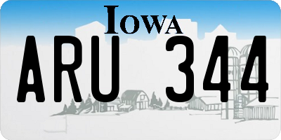 IA license plate ARU344
