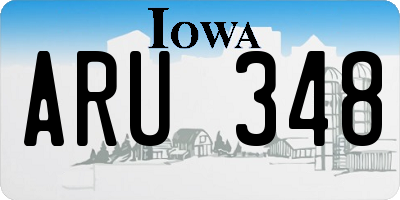 IA license plate ARU348