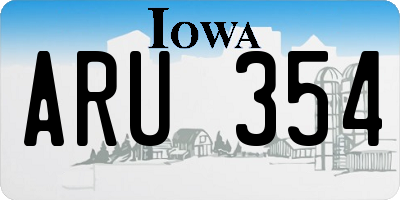 IA license plate ARU354