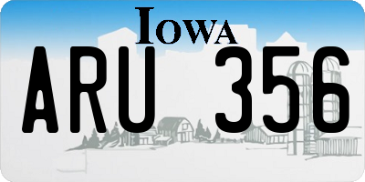 IA license plate ARU356