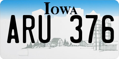 IA license plate ARU376