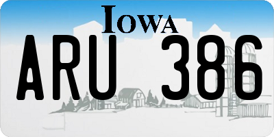 IA license plate ARU386