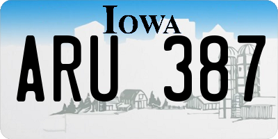IA license plate ARU387