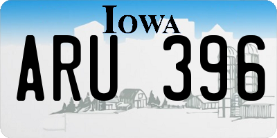 IA license plate ARU396