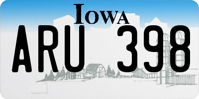 IA license plate ARU398