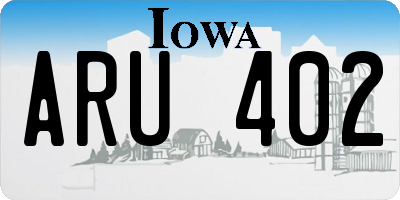 IA license plate ARU402