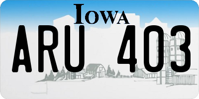 IA license plate ARU403