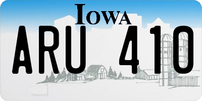 IA license plate ARU410