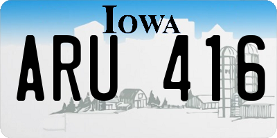 IA license plate ARU416