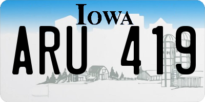 IA license plate ARU419