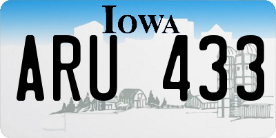 IA license plate ARU433