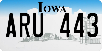 IA license plate ARU443