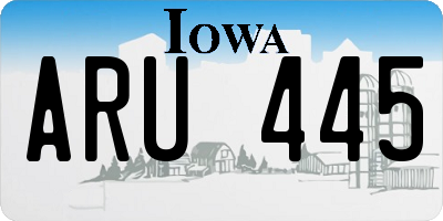IA license plate ARU445