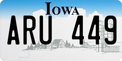 IA license plate ARU449