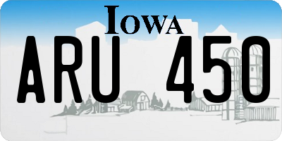 IA license plate ARU450