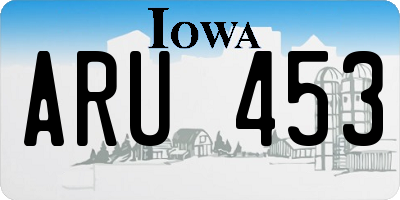 IA license plate ARU453