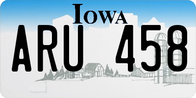 IA license plate ARU458
