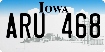 IA license plate ARU468