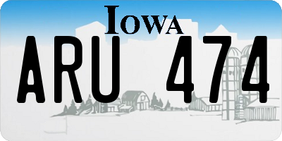 IA license plate ARU474