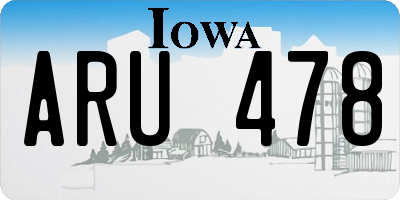 IA license plate ARU478