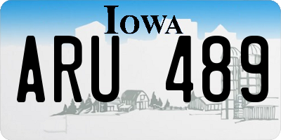 IA license plate ARU489