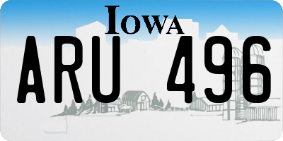 IA license plate ARU496