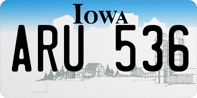 IA license plate ARU536