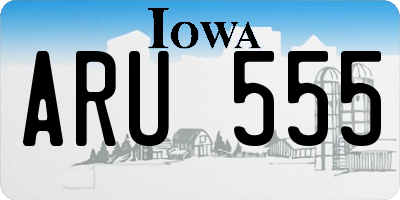 IA license plate ARU555