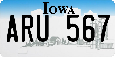 IA license plate ARU567
