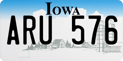 IA license plate ARU576