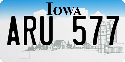 IA license plate ARU577