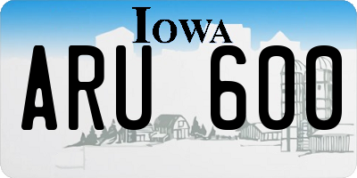 IA license plate ARU600