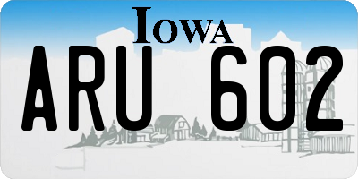 IA license plate ARU602
