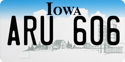IA license plate ARU606