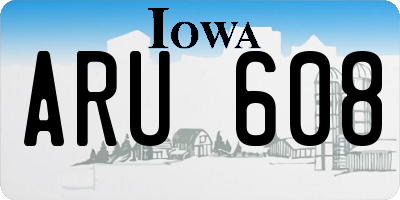 IA license plate ARU608