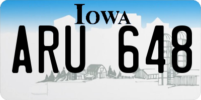 IA license plate ARU648