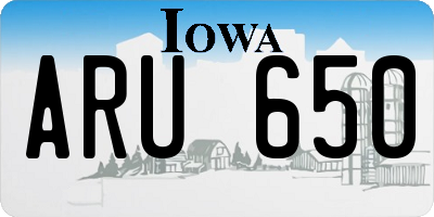 IA license plate ARU650