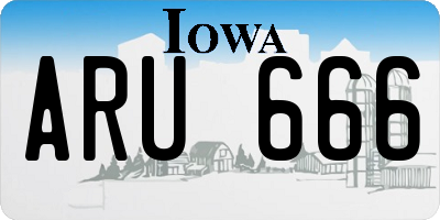 IA license plate ARU666
