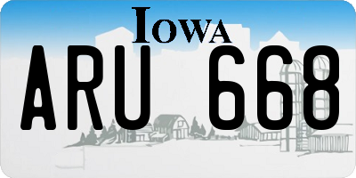 IA license plate ARU668