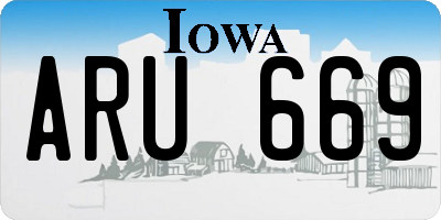 IA license plate ARU669