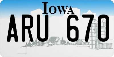 IA license plate ARU670