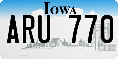 IA license plate ARU770