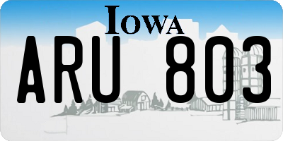 IA license plate ARU803
