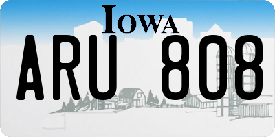 IA license plate ARU808