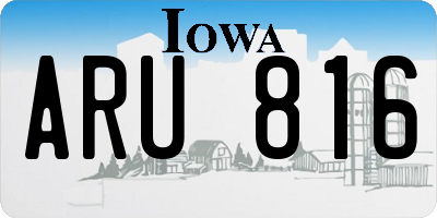 IA license plate ARU816