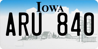 IA license plate ARU840
