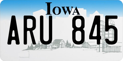 IA license plate ARU845