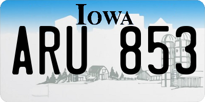 IA license plate ARU853
