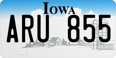 IA license plate ARU855