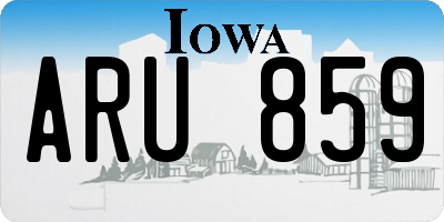 IA license plate ARU859